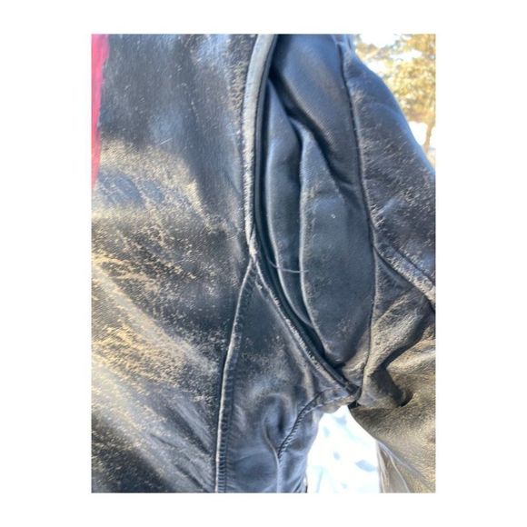 Vintage 80s Brush Fire Moto Steerhide Leather Jacket Biker Black Distressed Cana - Picture 9 of 16